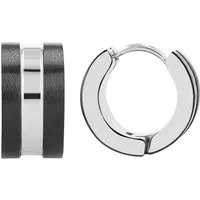 AKZENT Ohrring-Set Bicolor-Creolen, Edelstahl, D: 9 mm, 7 mm breit, Unisex, Schwarz (Paar)