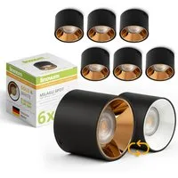 linovum LED Aufbaustrahler MILAGU LED Aufbauspot schwarz gold Aufbaustrahler flach warmweiß, Warmweiß