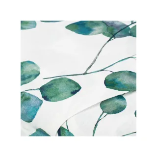 Baumwollstoff-Digitaldruck "Eukalyptus", Serie Ria, weiß/grün