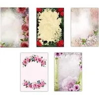 LYSCO Briefpapier Set Motivpapier DIN A4 Blumen Blüten Vintage Retro Rosen (MPA-5235), rosiges Blüten-Flair, für alle Drucker geeignet.