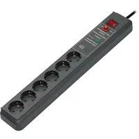 Secure-Tec Steckdosenleiste 6-fach anthrazit, 1,8 Meter, 19.500A Überspannungsschutz