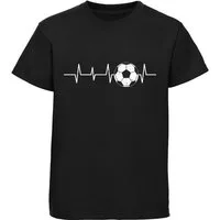 MyDesign24 T-Shirt Kinder Fussball Print Shirt - Herzlinie mit Fussball Bedrucktes Jungen und Mädchen Fussball T-Shirt i462