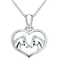 Limana Herzkette Kinder Mädchen Pferde Herz 925 Silber Kinderschmuck Kette mit Anhänger (inkl. Dose Silberschmuck Echtschmuck Schmuck Geschenk Geburtstag), Ostern Einschulung Schulanfang Nikolaus Kommunion Weihnachten