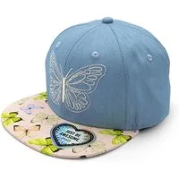 MAXIMO Flat Cap KIDS GIRL-Cap Schmetterling snap-back Verschluß (1-St) Denim-Optik