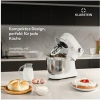 Klarstein Küchenmaschine mit Kochfunktion, 1500 W, 5 l Schüssel, Kompakt Küche maschine 5 L 12 Stufe Pulsfunktion 1500 W Weiss