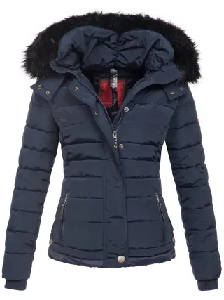 Navahoo Damen Winterjacke Chloe – Tailliert, Mit Abnehmbarer Kapuze & Edlem Kunstfell