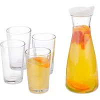 relaxdays Gläser-Set Wasserkaraffe Set mit Gläsern, Glas
