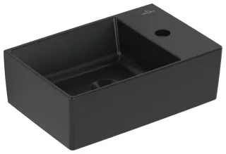 Villeroy & Boch Handwaschbecken Memento 2.0 400x260mm,, 1 Hahnloch ohne Überlauf Pure Black cplus 432340R7