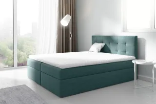 Boxspringbett Schlafzimmerbett PARLA 200x200cm Stoff Meeresgrün