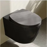 HOROW Tiefspül-WC Hänge WC Komplettset - Spülrandlos Toilette, Hänge WC, Abgang Wand WC, und Absenkautomatik WC Deckel, Toilette ohne Spülrand mit Nano Beschichtung