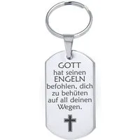 Lieblingsmensch Schlüsselanhänger Gott hat seinen Engeln befohlen - ein toller Glücksbringer (Schlüsselanhänger mit Gravur, inklusive Schlüsselring), Robuste und filigrane Lasergravur