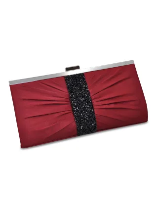 Steuer Modeschmuck Abendtasche Bordeauxfarbene Satin-Optik mit Strassbesatz