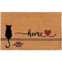 HANSE Home Fußmatte Kokos Cat Home, Türmatte, rechteckig, Höhe: 15 mm, Schmutzfangmatte, Rutschfest, Outdoor, Innen, Außen, Kokosmatte, Flur