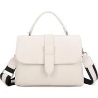ITALYSHOP24 Schultertasche DAMEN TASCHE MINI Shopper Bodybag Umhängetasche Clutch Crossover klein (Spar-Set:Tasche mit Gurt, silber Details, 2-tlg., mit Henkel & Schultergurt), Crossbag Messenger Handy Smartphone Freizeit Abend Damentasche Reise
