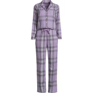 Pyjama-Set aus reinem Baumwoll-Flanell, Damen,  Lila, by Lands' End