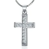 NAHLE Kreuzkette Kreuz Silberkette Kreuz Kette Zirkonia 925 Silber Halskette (2-tlg., inklusive Schmuckbox), 925 Silber Anhänger - rhodiniert