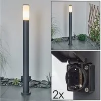 hofstein Pollerleuchte »Zogno« mit 2 Steckdosen, Sockelleuchte / Metall/Kunststoff,Anthrazit, ohne Leuchtmittel, Sockelleuchte,Metall/Kunststoff,Anthrazit/Weiß,110cm,E27,IP44