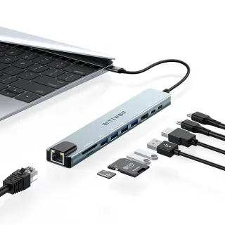 BlitzWolf® BW-NEW TH5 10 in 1 USB Hubs with HD 4K@30Hz USB3.0 / USB2.0 / Type-C 2.0 / RJ45 Ethernet / 100W PD Charging /