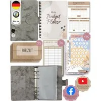 BeginnerBudget Ringbuchkalender Budget Planner & Haushaltsbuch Starter-Set: Sparbuch & Spar-Challenges, Sparen mit Umschlagmethode + Anleitung - Ringbuch - Binder A6