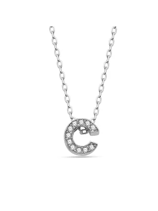 Dkeniz Anhänger mit Kette Buchstabe C 925/- Sterling Silber