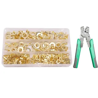 150-540pcs Round Terminal Block Set O-type Lugs Terminals Wire Crimp Connector Cable Terminals Tools Kit M3 M4 M5 M6 M8