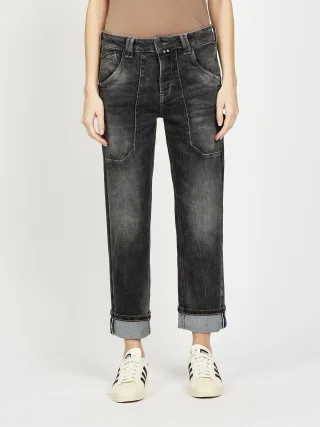 GANG Damen Jeans 94THELMA WORKER - comfort straight fit Jeans midgrey worn
