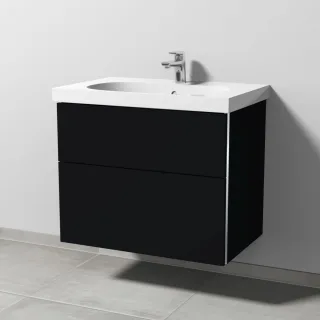Sanipa 3way Waschtischunterbau zu Geberit Acanto Waschtisch mit 2 Auszügen, Schwarz-Matt BS41708