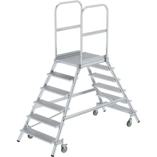 Munk Podesttreppe beidseitig begehbar mit Federrollen Aluminium geriffelt - 050206