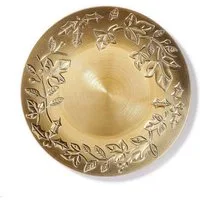 Holly & Jolly Dekoschale, Dekoteller 33cm Kunststoff mit Mistelzweig Muster - Gold metallic