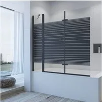 AQUALAVOS Badewannenfaltwand Duschabtrennung Badewannenaufsatz Falttür Glas Duschwand für Badewanne, 5 mm Einscheiben-Sicherheitsglas (ESG) mit Nano einfach-Reinigung Beschichtung, BxH: 150x140 cm, Faltbar und schwenkbar 180°, mit Acryl- Duschablage