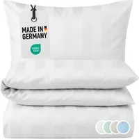 Carpe Sonno Bettwäsche Damast 135x200 155x220 Streifen Baumwolle elegante Hotel Bettwäsche, Damast, 2 teilig, Klassische Bettwaren Allergiker Bettbezug Set Reißverschluss