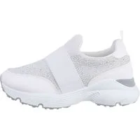 Ital-Design Damen Low-Top Freizeit Sneaker Keilabsatz/Wedge Sneakers Low in Weiß