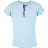 Key Largo T-Shirt für Herren Arena button vintage Look MT00023 mit Knopfleiste unifarben kurzarm slim fit