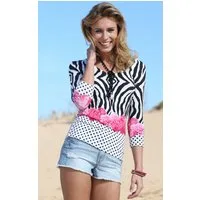 Passioni 3/4-Arm-Shirt mit Zebra, Blumen und Punkt Muster