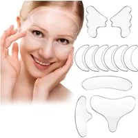 COOL-i ® Kosmetikbehandlungsgerät Anti-Falten Silikonpads – 11-teiliges Set, 11 Stk. Silikon Anti-Falten-Abdeckung Gesicht, Hals & Brust