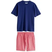 Next Pyjama Gemusterter Kurzarm-Schlafanzug aus Webmaterial (2 tlg)