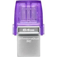 DataTraveler microDuo 3C 64 GB, USB-Stick violett/transparent, USB-A 3.2 Gen 1, USB-C 3.2 Gen 1