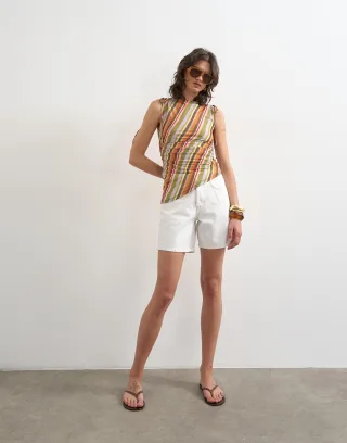 topshop - TSMOA MESH ASYMETRIC TOP JRS Orange - Gr. - XS