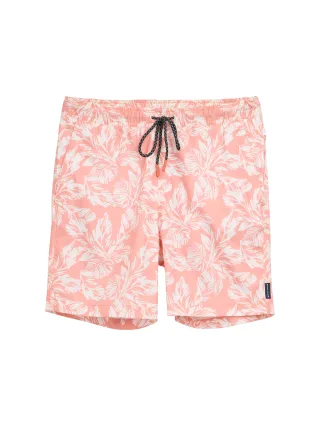Tom Tailor - Badeshorts mit Print coral white leaf design - Gr. - L