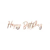 partydeco Wimpelkette, Happy Birthday Schriftzug Girlande 16x62cm rosegold metallic