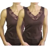 Toker Collection® Unterhemd Damen Unterhemd mit extra breiter Spitze 2 Stück (Packung, 2er Pack) exklusive Spitzen