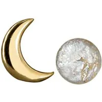 Villa Sorgenfrei Schmuckmanufaktur Paar Ohrstecker 925 MINI Gold Mond & 60er Opalstein Ohrstecker