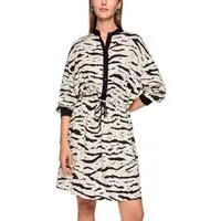 Marc Cain Hemdblusenkleid Tiger Mania Premium Damenmode mit Print, locker geschnitten, Kordelzug in der Taille