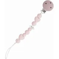 PARSA Beauty Schnuller Baby Schnullerkette, Silikonperlen in Rosa mit sicherem Clip