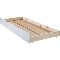 Home4You Bettschubkasten, Weiß, Kiefernholz massiv, mit 4 Rollen, für Betten mit einer Breite von 200 cm