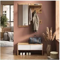 Vicco Garderoben-Set Selena, Weiß/Artisan, 90 x 40 cm 4 Teile, (4-St)