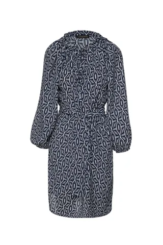 Print-Kleid mit Gürtel und Taschen