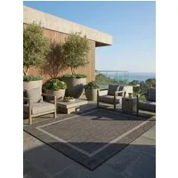 KADIMA DESIGN Outdoorteppich ALSTER Wetterfest UV-Beständig Balkon Waschbar Strapazierfähig Uni, Läufer, Höhe: 3 mm, Schwarz, 60x100 cm, Balkonteppich Fußbodenheizung Waschbar