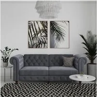 Dorel Home 3-Sitzer Felix, Schlafsofa 236 cm, (Liegefläche 108x190cm), Rückenlehne, 3-fach verstellbar, Velours, Kunstleder, Luxus-Microfaser Vintage