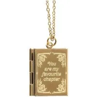 Something Different Kette und Anhänger Set Romantisch vintage Halskette Medaillon goldfarben Buch "The Book Club" (Romantisch vintage Halskette Medaillon goldfarben Buch "The Book Club), Literarisch inspiriert
